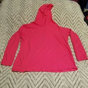 Pink Hooded Long Sleeve Shirt